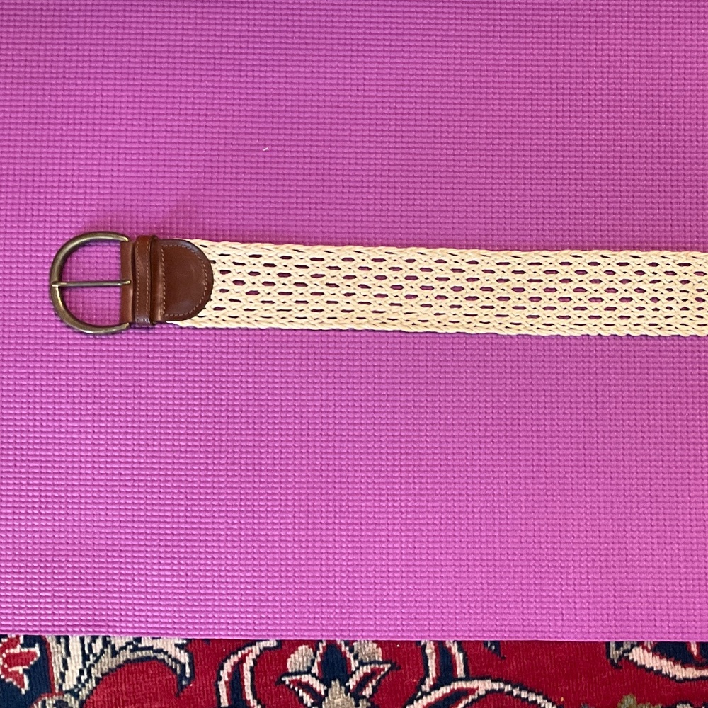 Natural woven belt with Italian brass buckle